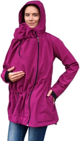 Bunda pro nosící, těhotné - softshellová (přední nošení), fuchsiová, vel. M/L - M/L - obrázek 3