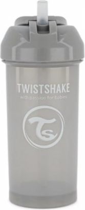 Láhev s brčkem Twistshake - 6m+, 360 ml, šedá - obrázek 1