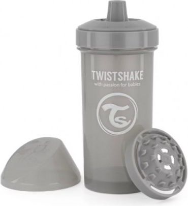 Láhev pro děti Twistshake se sítkem, 12 m+, 360 ml, šedá - obrázek 1