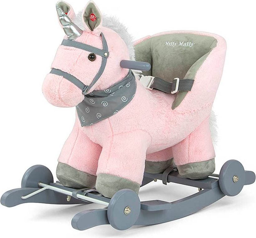 MILLY MALLY Houpací Varianta: hračka s melodií a kolečky Milly Mally Polly Medvídek šedo-růžový - šedá - obrázek 1