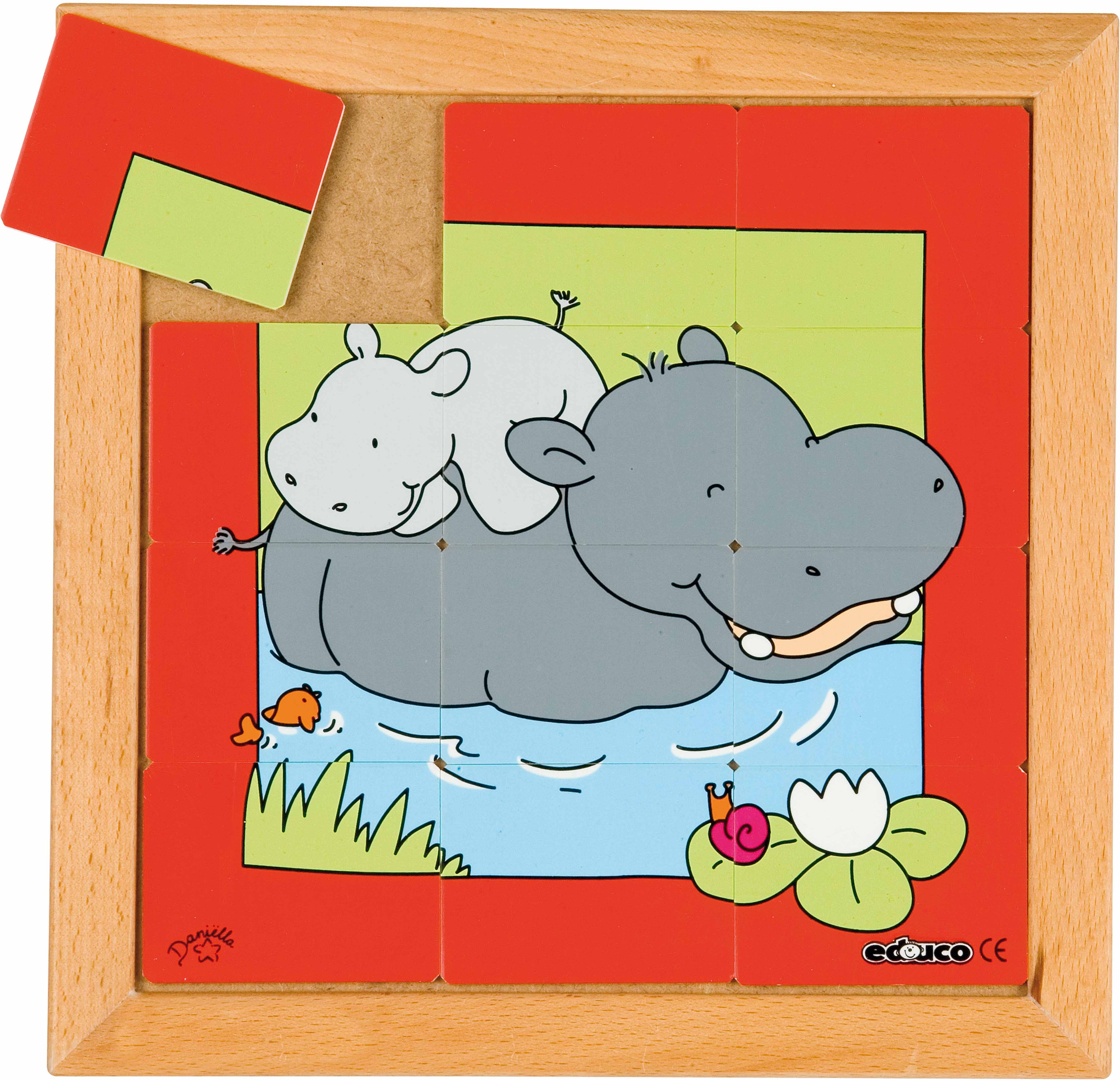 Educo Animals puzzles - Mother and child - hippo (12 pieces) - obrázek 1