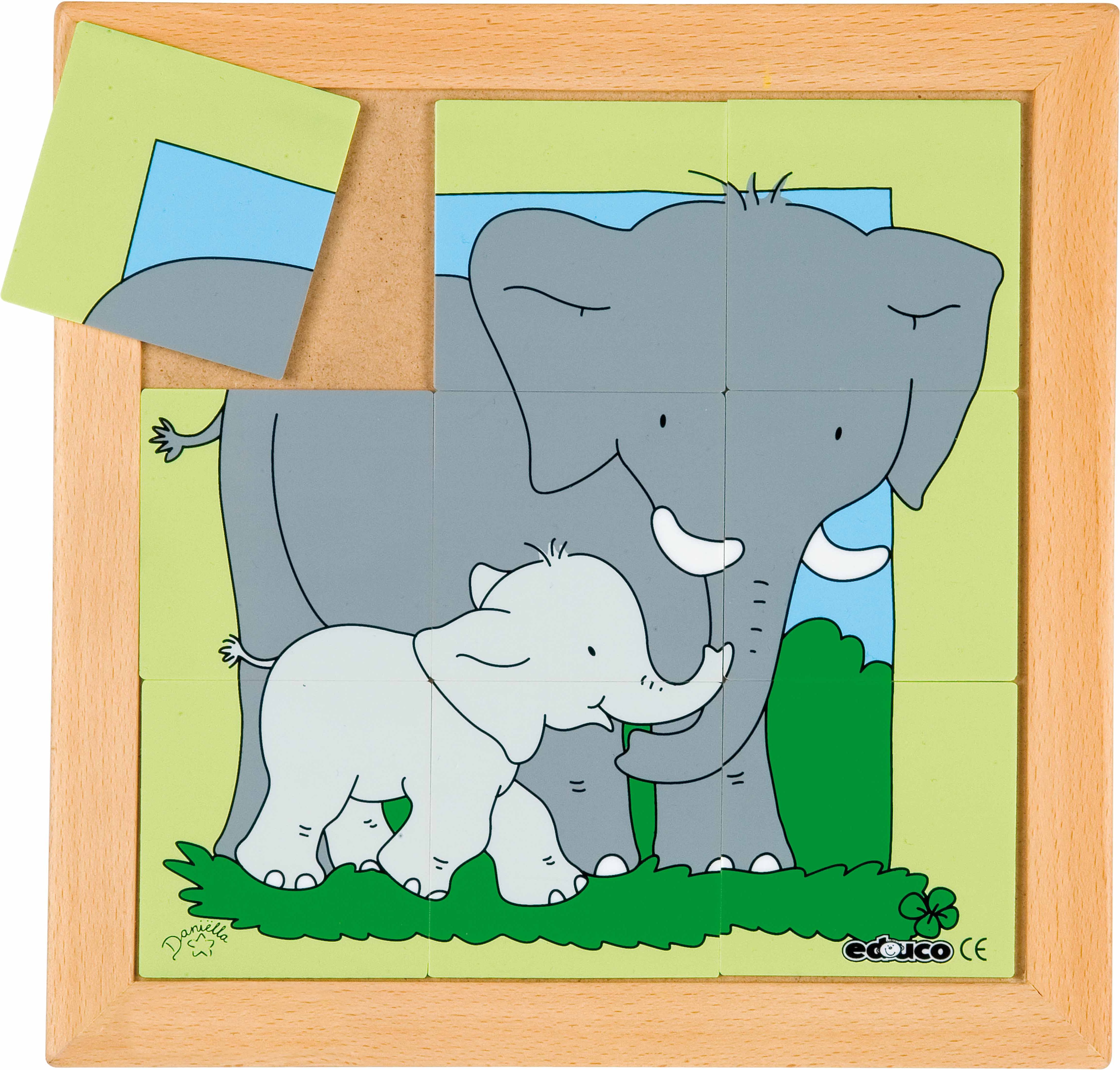 Educo Animals puzzles - Mother and child - elephant (9 pieces) - obrázek 1