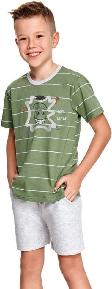 TARO Chlapecké pyžamo Karlík zelené s pruhy 134 - obrázek 1