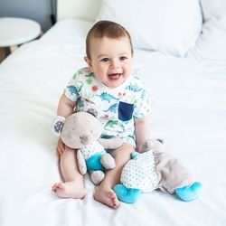 Hračka plyšová - USÍNÁČEK BEAR TONY šedo-tyrkysový - BabyOno - obrázek 3