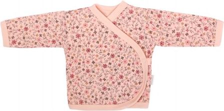 Mamatti Novorozenecká bavlněná košilka zapínání bokem, Květinka - pudrová s potiskem - obrázek 1