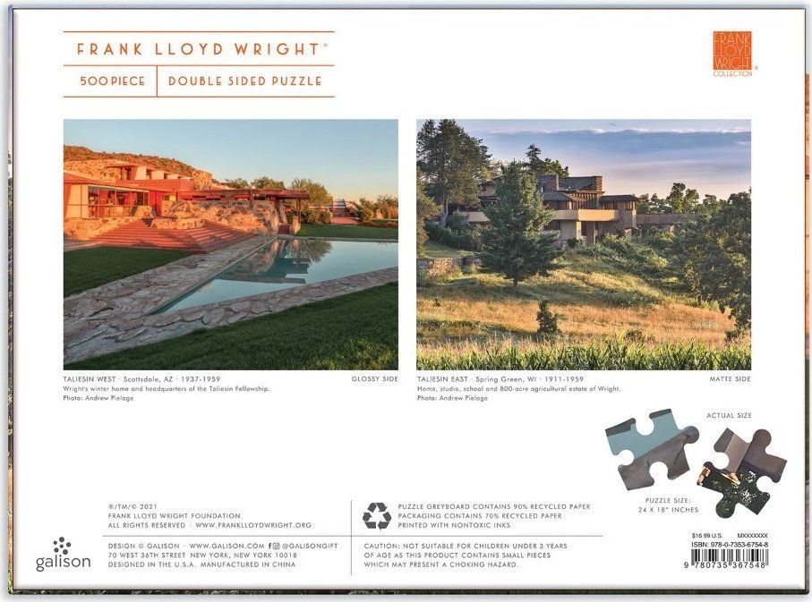 GALISON Oboustranné puzzle Frank Lloyd Wright: Taliesin a Taliesin West 500 dílků - obrázek 5