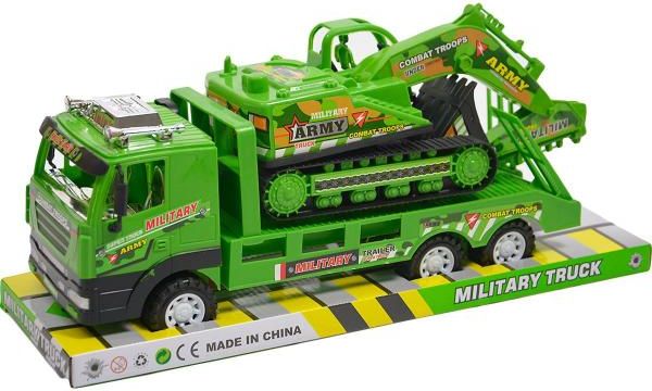 Nákladní vojenské auto s pásovým bagrem - obrázek 1
