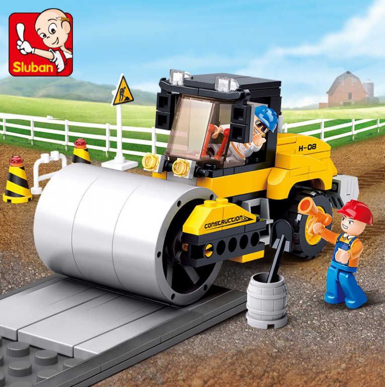 SLUBAN Stavebnice TOWN Silniční válec set 171 dílků + figurka 2ks plast - obrázek 2