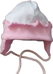 Čepice kojenecká bavlna - OBŠITÝ LEM smetanová s růžovou - vel.62 - obrázek 1