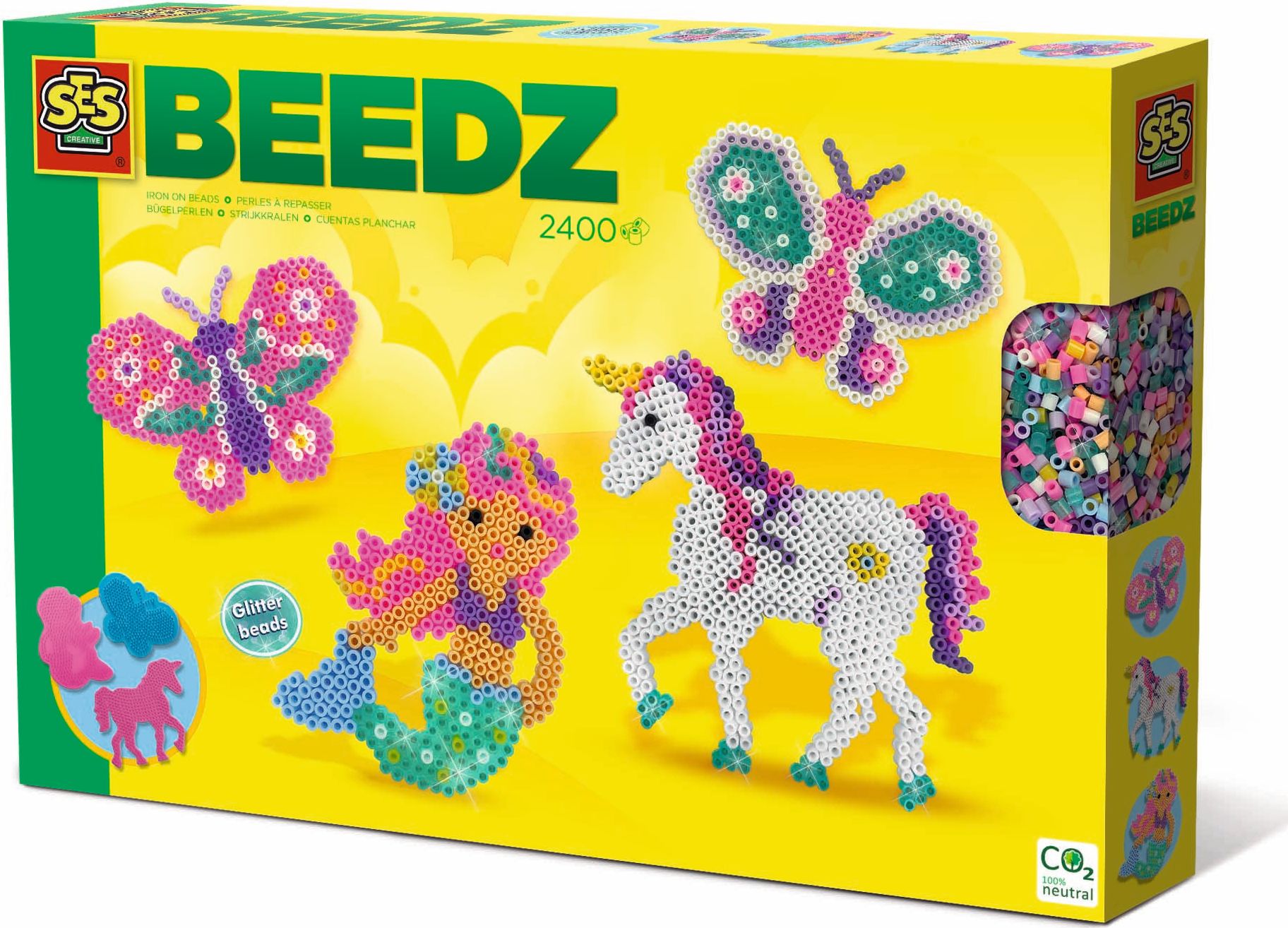 SES CREATIVE Korálky zažehlovací fantasy set 2400ks se 3 šablonami - obrázek 1