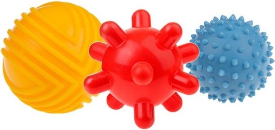 TULLO Edukační barevné míčky 3ks v balení, žlutý/červený/modrý - obrázek 1