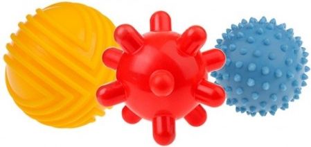 TULLO Edukační barevné míčky 3ks v balení, žlutý/červený/modrý - obrázek 1