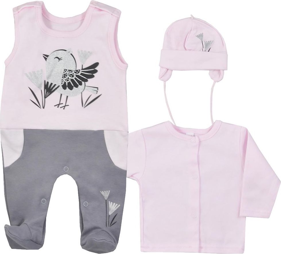 3-dílná bavlněná dětská souprava Koala Birdy růžová 80 (9-12m) - obrázek 1