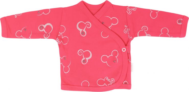 Mamatti Mamatti Novorozenecká bavlněná košilka zapínání bokem, Myška - tm. růžová, vel. 62 - obrázek 1