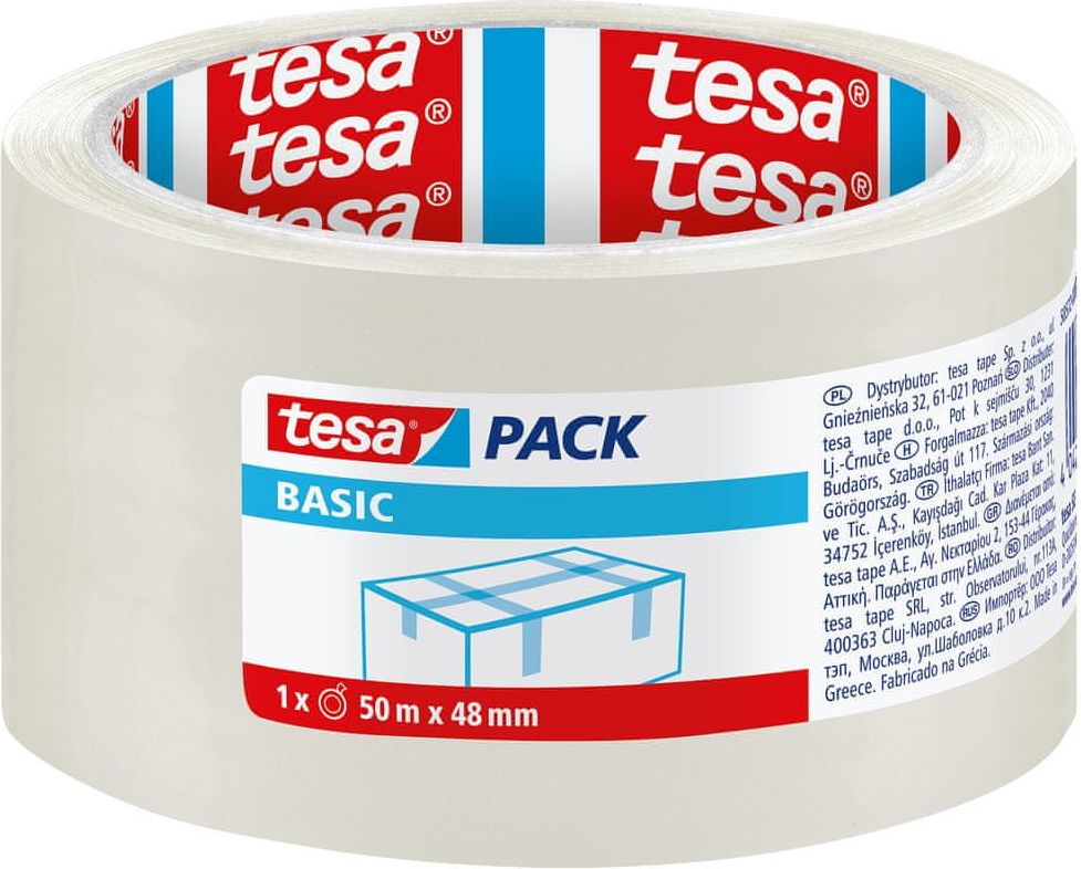 Tesa Balicí páska BASIC, základní, transparentní, 50m:48mm, 6pack - obrázek 1