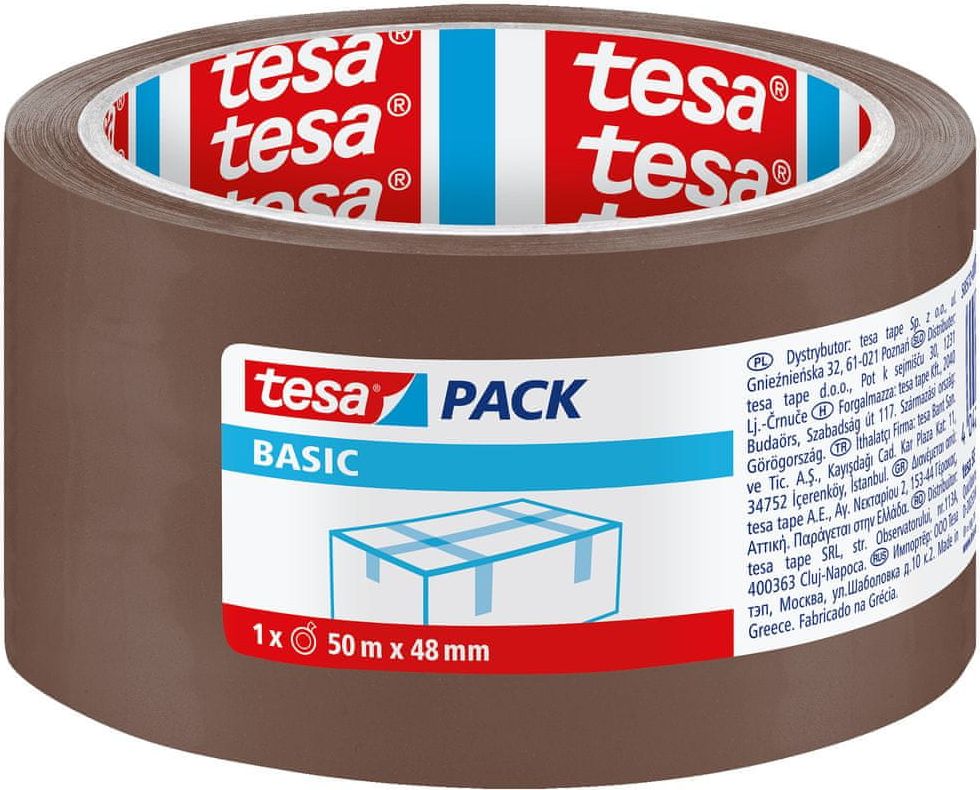 Tesa Balicí páska BASIC, základní, hnědá, 50m:48mm, 6pack - obrázek 1