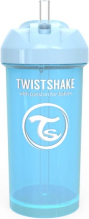 TWISTSHAKE Láhev s brčkem 360 ml 6+M pastelově modrá - obrázek 1