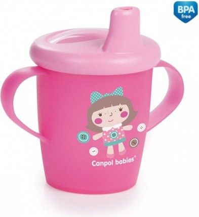 Nevylévací hrníček Canpol Babies Anywayup TOYS - růžový, 250 ml - obrázek 1