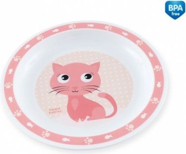 Plastový talířek Kočička - růžový - obrázek 1