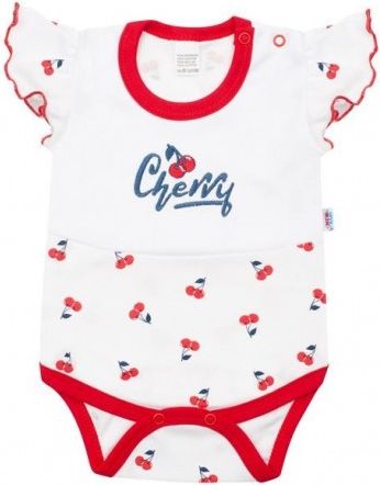 Kojenecké bavlněné body s krátkým rukávem New Baby Cherry, Červená, 80 (9-12m) - obrázek 1
