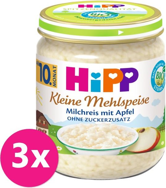 3x HiPP BIO Mléčná rýže s jablky od uk. 9. měsíce, 200 g - obrázek 1