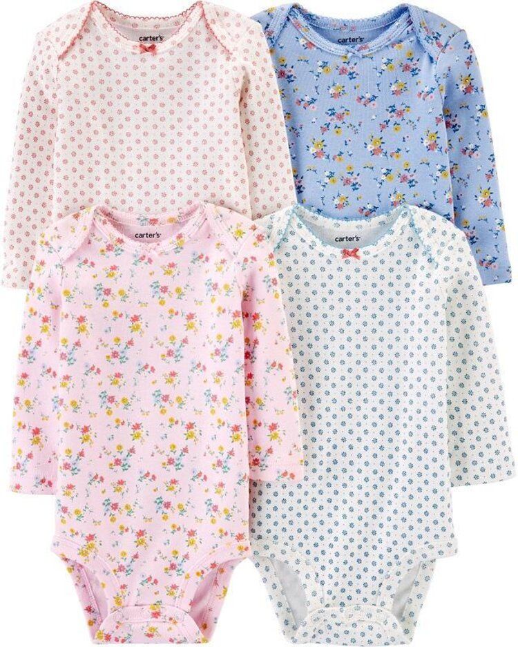 CARTER'S Body dlouhý rukáv Floral dívka LBB 4 ks 6 m/vel. 68 - obrázek 1