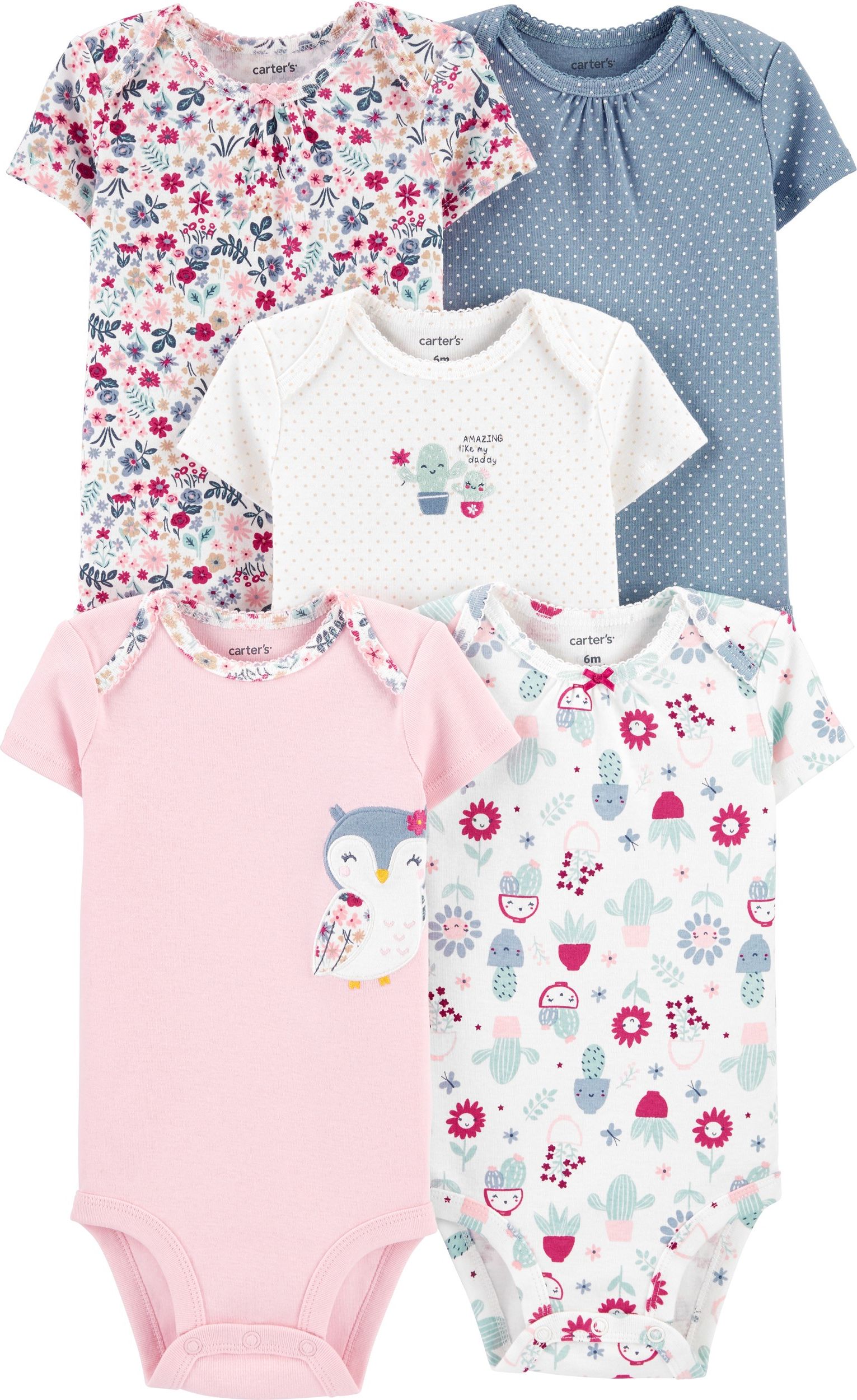 CARTER'S Body krátký rukáv Owl dívka LBB 5 ks 24 m/vel. 92 - obrázek 1