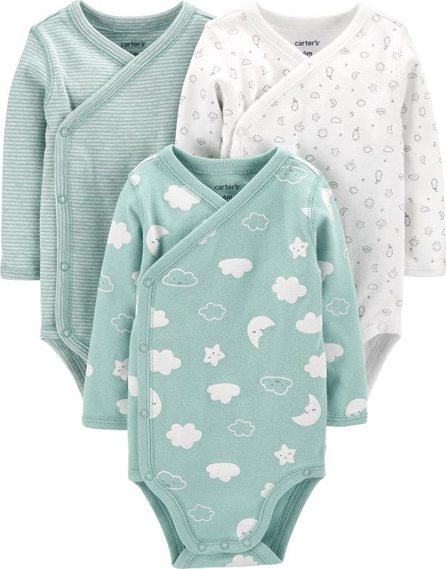 CARTER'S Body dlouhý rukáv zavinovací Clouds neutral LBB 3 ks 3 m/vel. 62 - obrázek 1