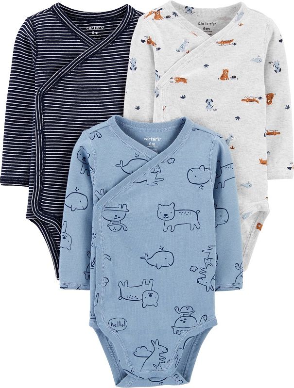 CARTER'S Body dlouhý rukáv zavinovací Animal chlapec LBB 3 ks PRE/vel. 46 - obrázek 1