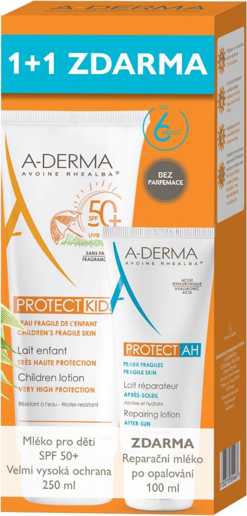A-Derma Protect Mléko pro děti SPF50+ 250 ml + Mléko po opalování 100 ml - obrázek 1