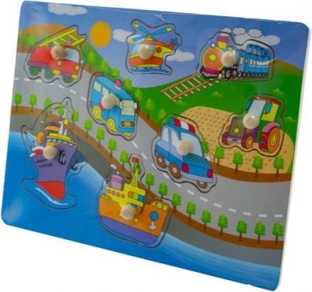 Dřevěné zábavné puzzle vkládací Euro Baby - Ulice