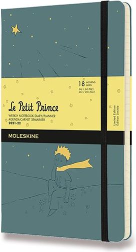 Moleskine 18měsíční diář 2021-22 Le Petit Prince - tvrdé desky L, týdenní, zelený týdenní - obrázek 1