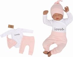 Souprava kojenecká 3-dílná bavlna - LOVED bílo-růžová - vel.56 - obrázek 1