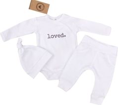 Souprava kojenecká 3-dílná bavlna - LOVED bílá - vel.50 - obrázek 2