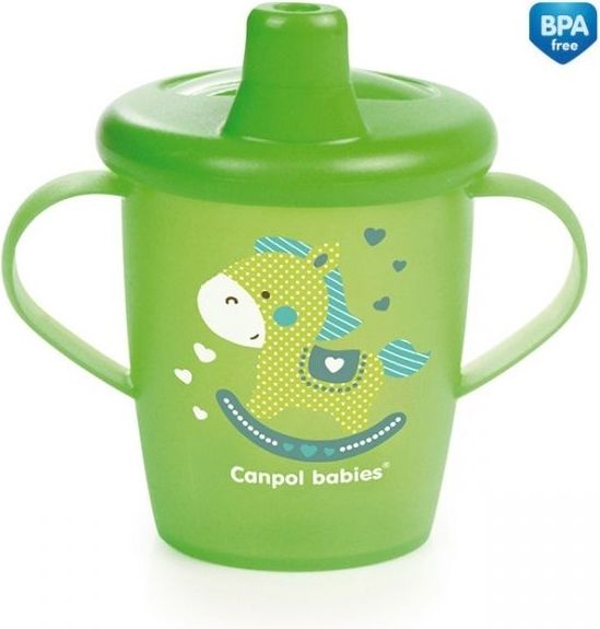 Nevylévací hrníček  Canpol Babies Anywayup TOYS - zelený, 250 ml - obrázek 1