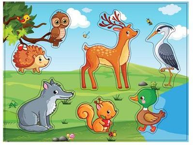 Dětské dřevěné puzzle s úchyty Smily play lesní zvířátka - obrázek 1