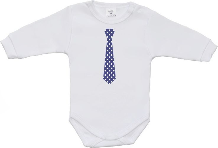 Dětské body s kravatou Gama kravata s puntíkem velikost 50 (Kojenecké slavnostní body, Gama, bílé s kravatou s puntíkem vel.50) - obrázek 1