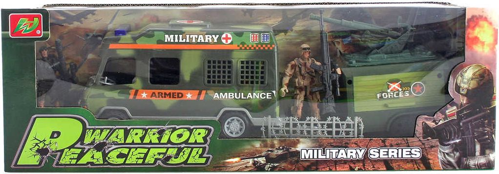 Army herní set vojenský auto ambulance s vojáky a doplňky plast v krabici - obrázek 1