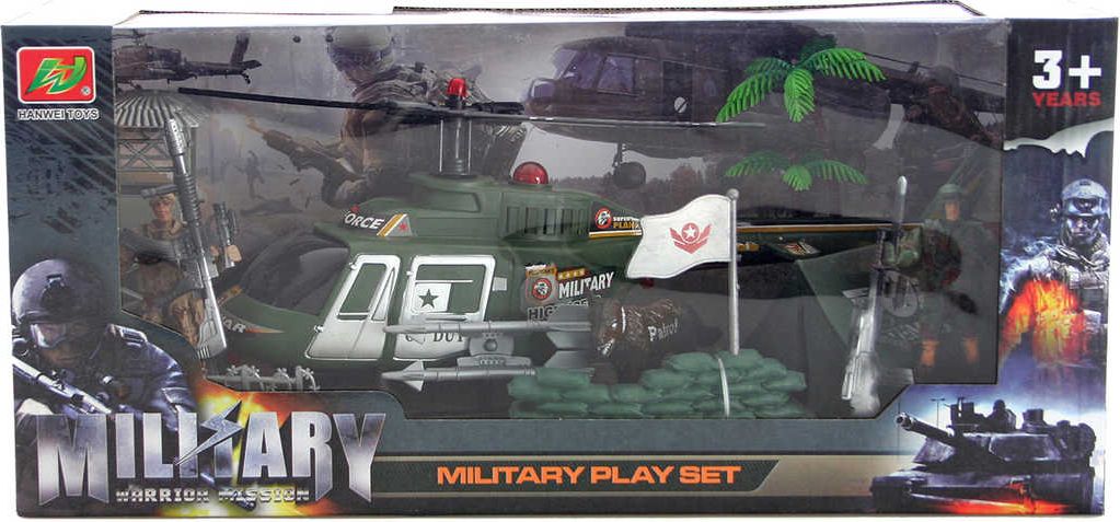 Army herní set vojenský velký vrtulník se 2 figurkami a doplňky plast - obrázek 1