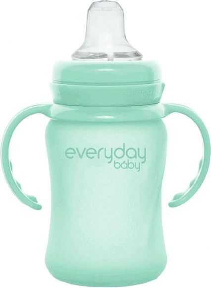 Everyday Baby hrneček sklo se silikonovým obalem Healthy+ 150 ml Mint Green - obrázek 1