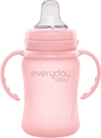 Everyday Baby hrneček sklo se silikonovým obalem Healthy+ 150 ml Rose Pink - obrázek 1