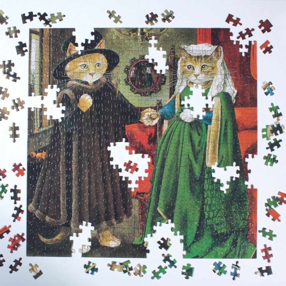 GALISON Čtvercové puzzle Meowsterpiece: Arnolfiniho manželství 500 dílků - obrázek 2