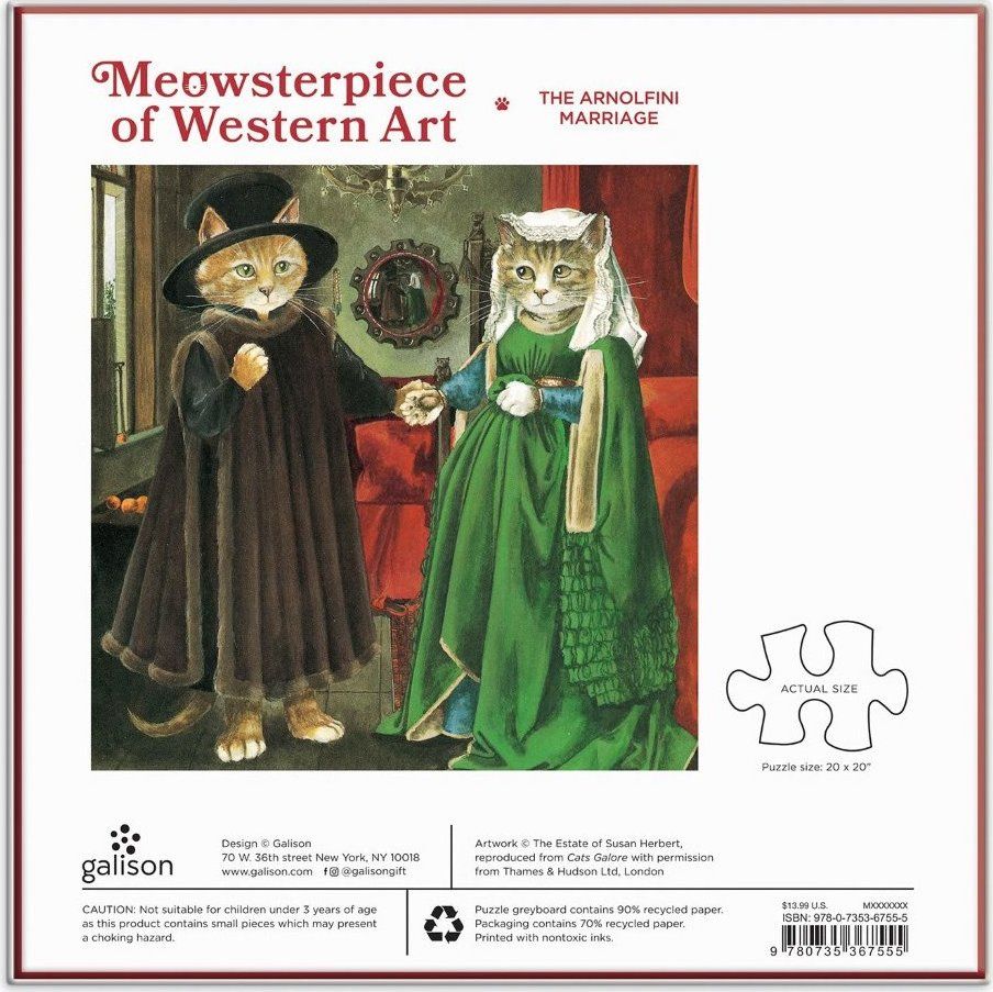 GALISON Čtvercové puzzle Meowsterpiece: Arnolfiniho manželství 500 dílků - obrázek 3