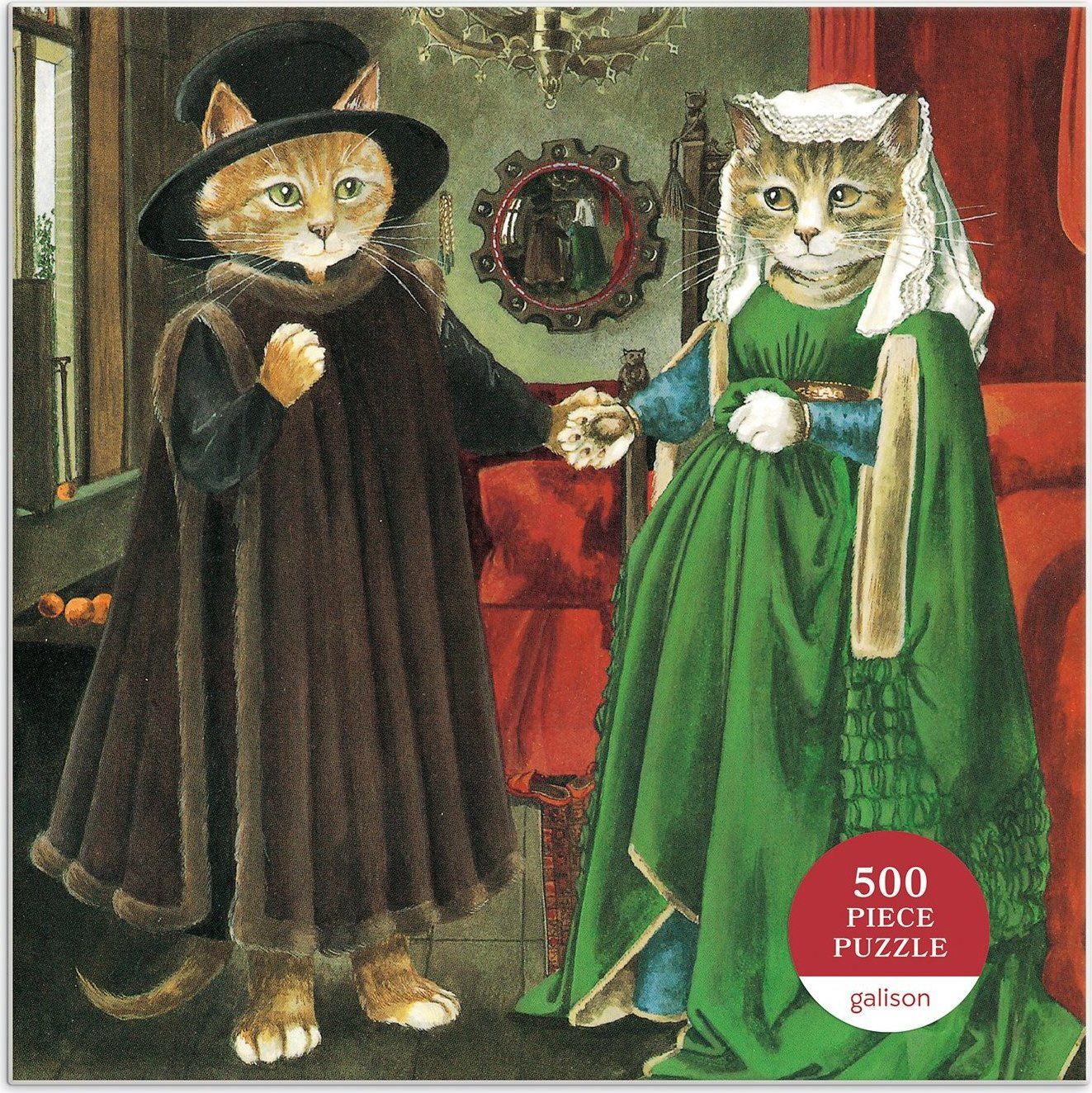 GALISON Čtvercové puzzle Meowsterpiece: Arnolfiniho manželství 500 dílků - obrázek 4