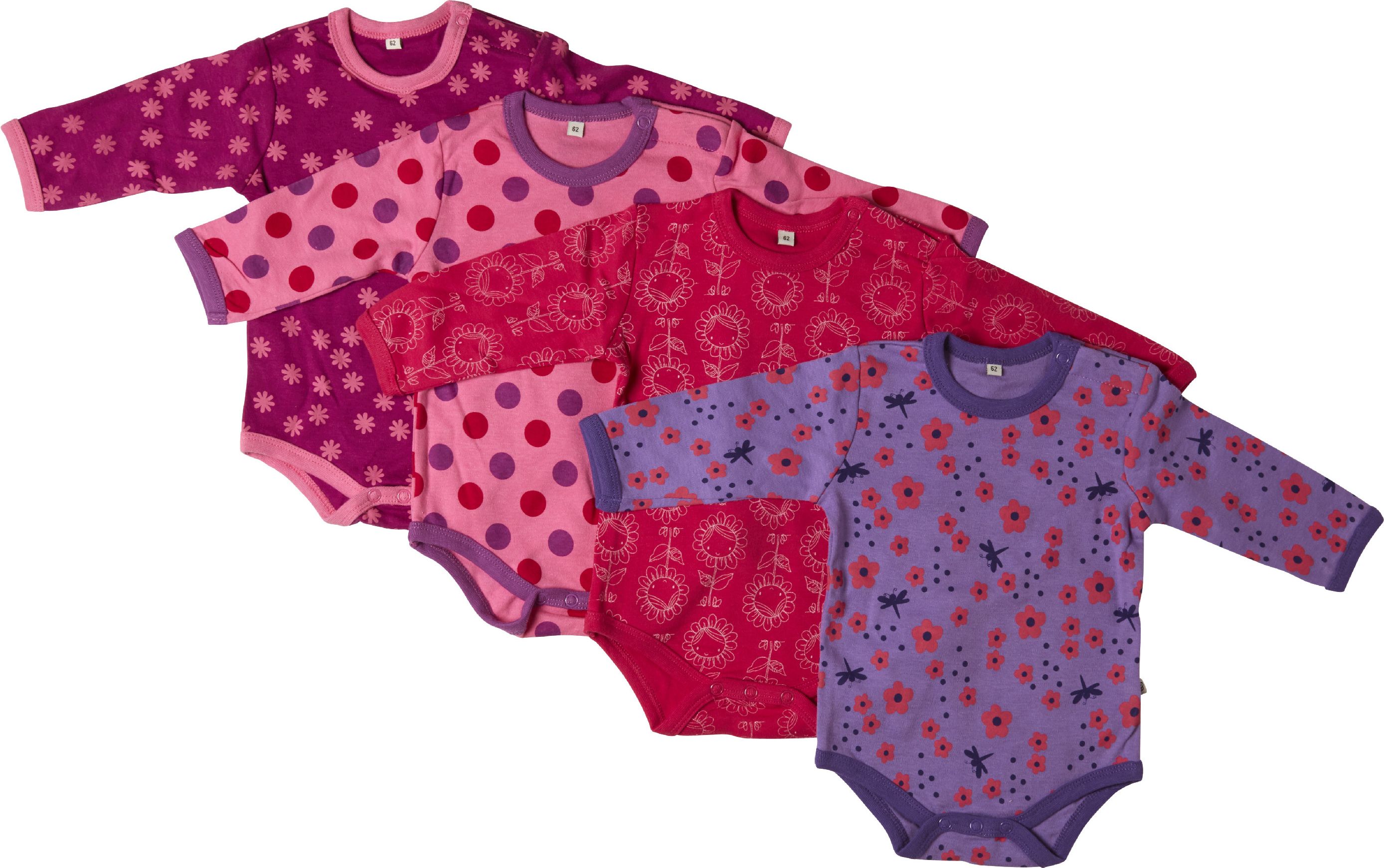 Pippi kojenecké body s dlouhým rukávem OEKO - TEX set 4 ks 3819 - 569 Velikost: 56 - obrázek 1