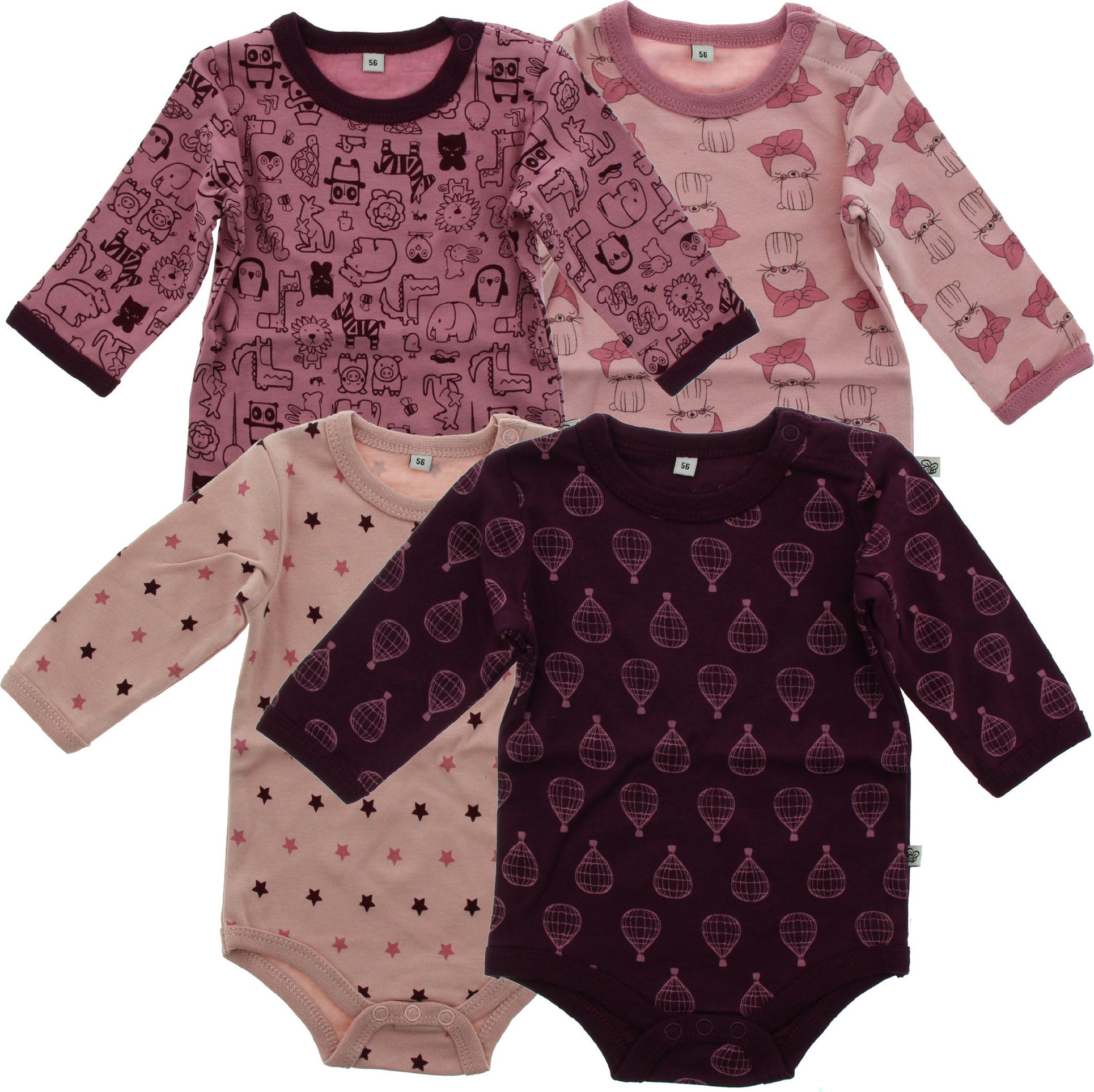 Pippi kojenecké body s dlouhým rukávem OEKO - TEX set 4 ks 3819 - 600 Velikost: 50 - obrázek 1
