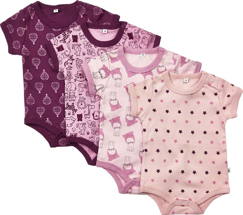 Pippi kojenecké body s krátkým rukávem OEKO - TEX set 4 ks 3820 - 600 Velikost: 56 - obrázek 2