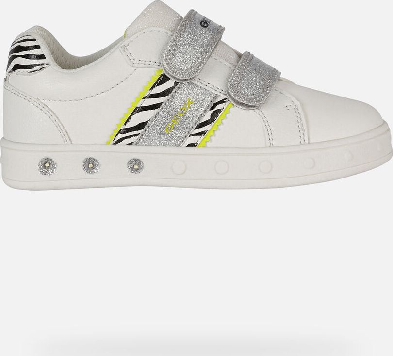 GEOX dětské boty slip-on se svítící podrážkou SKYLIN GIRL bílé - žluté - J158WH Velikost: 26 - obrázek 2