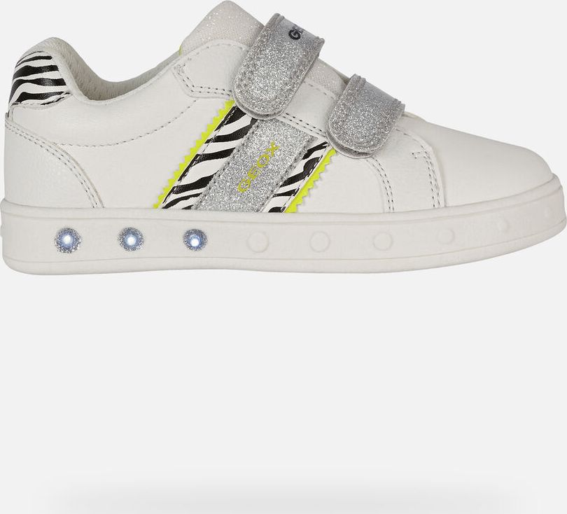 GEOX dětské boty slip-on se svítící podrážkou SKYLIN GIRL bílé - žluté - J158WH Velikost: 26 - obrázek 8