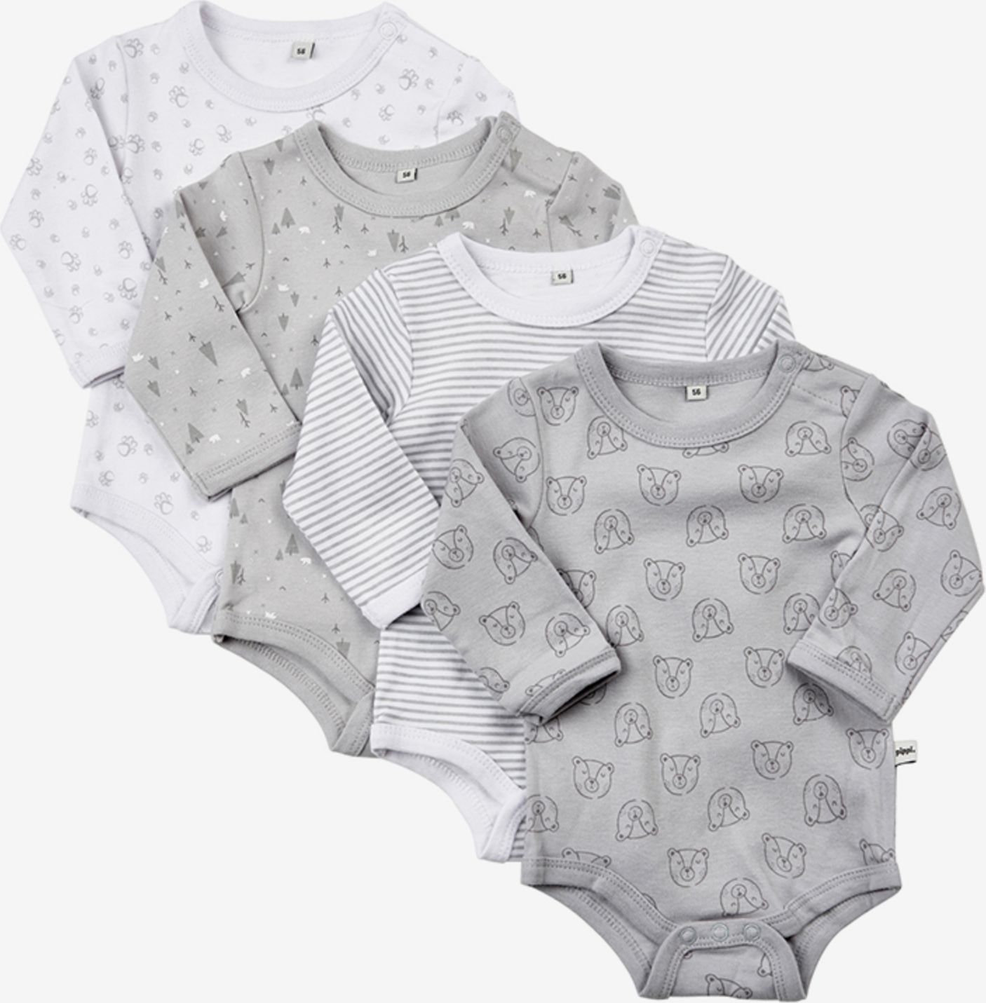 Pippi kojenecké body s dlouhým rukávem OEKO - TEX set 4 ks 3819 - 190 Velikost: 56 - obrázek 1